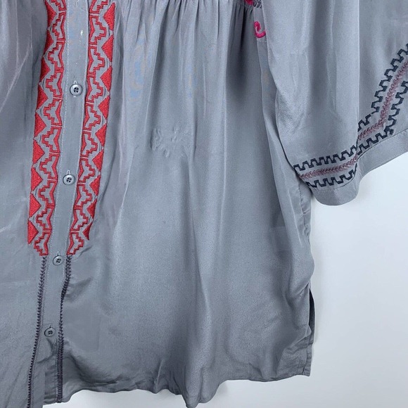 Biya by Johnny Was Silk Blouse Embroidered Women’s Size Large Read Description - Picture 5 of 12